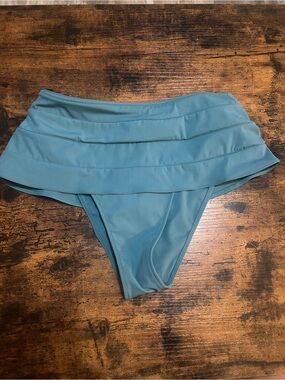 Victoria's Secret /Tropic of C-Teal Ruffle Bikini Bottoms SMALL